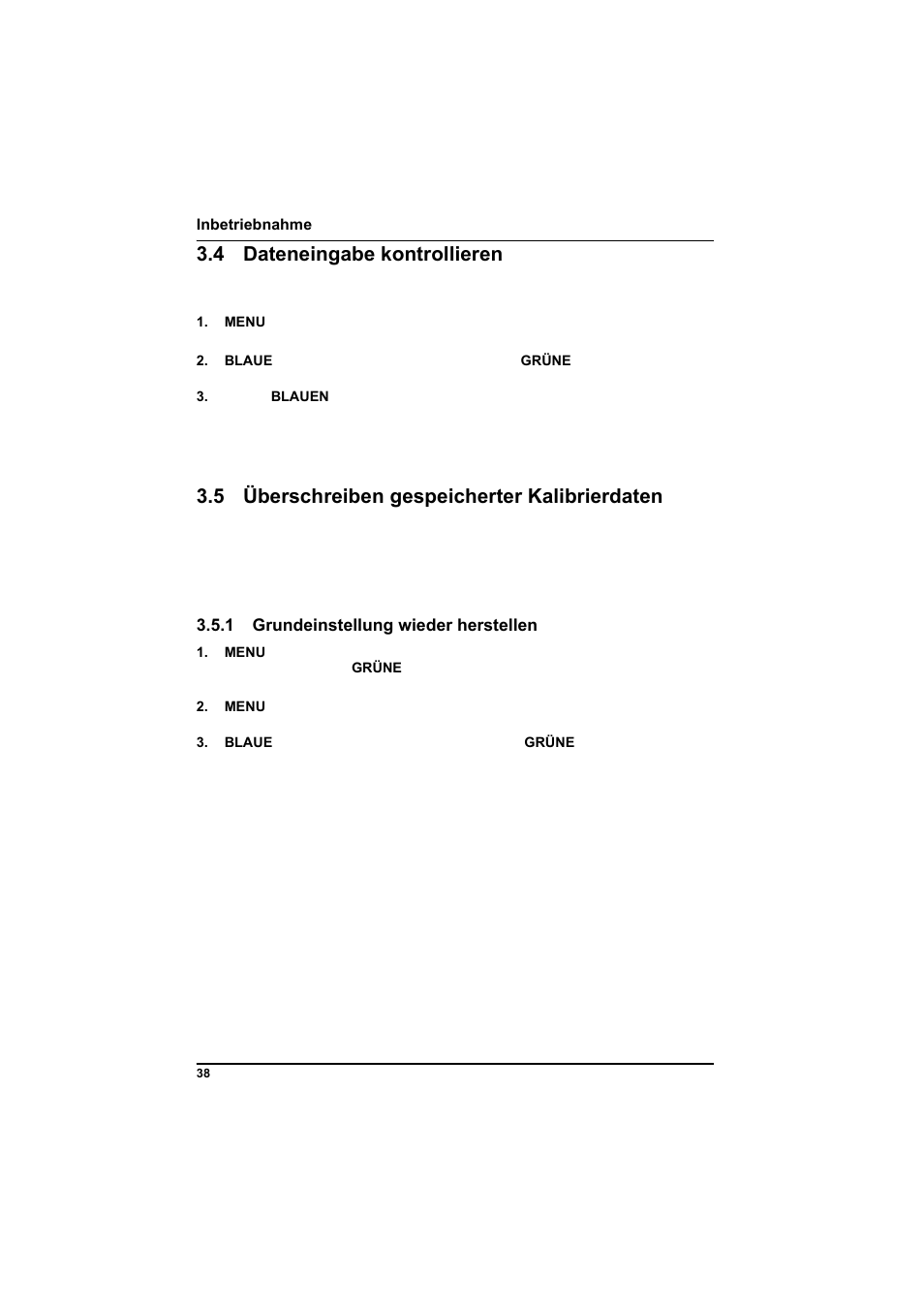 4 dateneingabe kontrollieren, 5 überschreiben gespeicherter kalibrierdaten, 1 grundeinstellung wieder herstellen | Hach-Lange POCKET Colorimeter II Application Instruction User Manual | Page 38 / 118