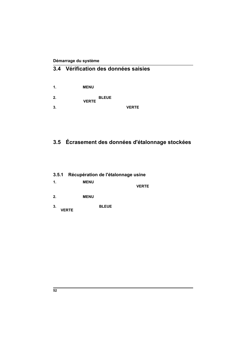 4 vérification des données saisies, 5 écrasement des données d'étalonnage stockées, 1 récupération de l'étalonnage usine | Hach-Lange POCKET Colorimeter II Application Instruction User Manual | Page 52 / 118