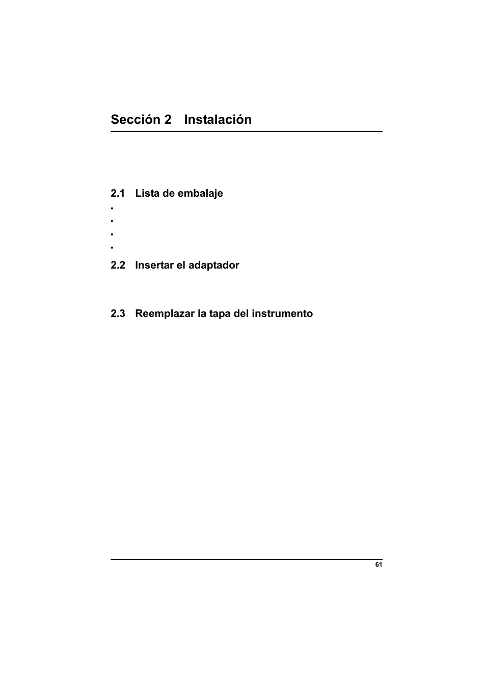 Sección 2 instalación, 1 lista de embalaje, 2 insertar el adaptador | 3 reemplazar la tapa del instrumento | Hach-Lange POCKET Colorimeter II Application Instruction User Manual | Page 61 / 118