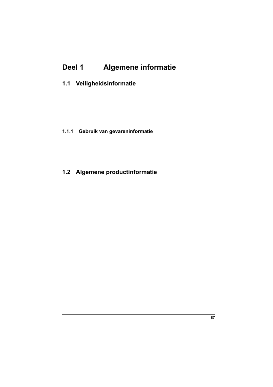 Deel 1 algemene informatie, 1 veiligheidsinformatie, 2 algemene productinformatie | Hach-Lange POCKET Colorimeter II Application Instruction User Manual | Page 87 / 118