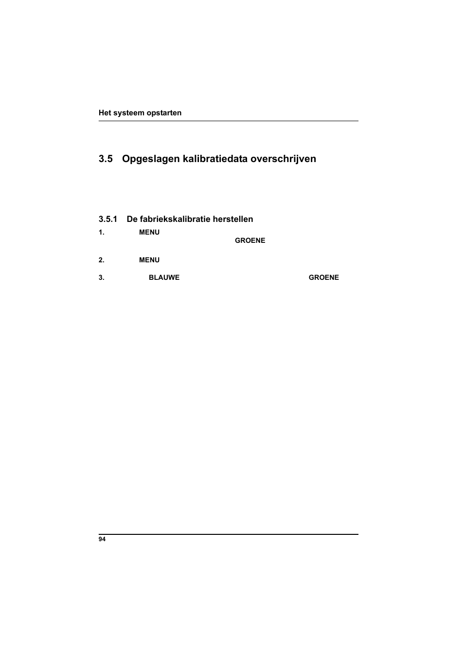 5 opgeslagen kalibratiedata overschrijven, 1 de fabriekskalibratie herstellen, N. zie | 1 de | Hach-Lange POCKET Colorimeter II Application Instruction User Manual | Page 94 / 118