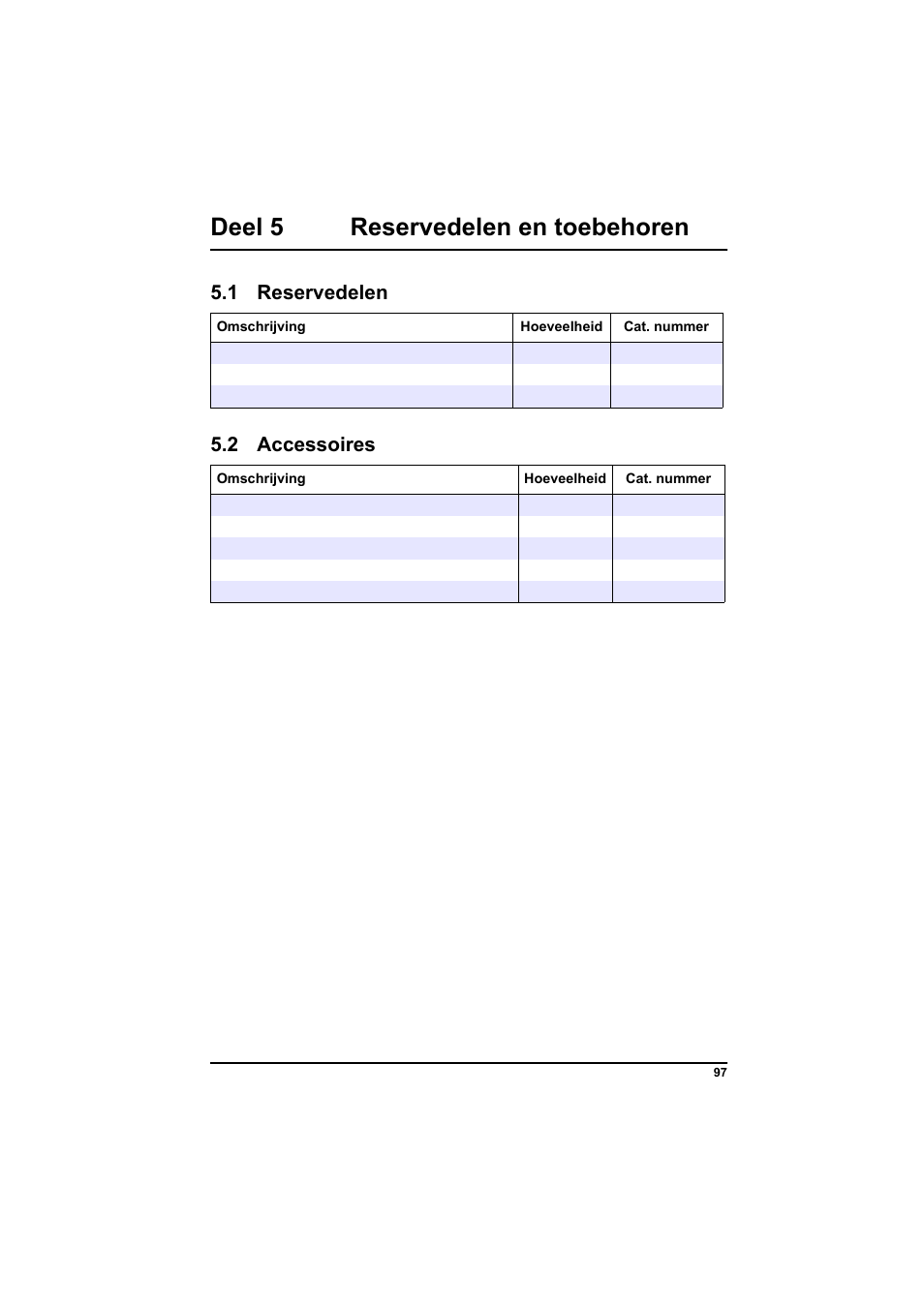 Deel 5 reservedelen en toebehoren, 1 reservedelen, 2 accessoires | Hach-Lange POCKET Colorimeter II Application Instruction User Manual | Page 97 / 118