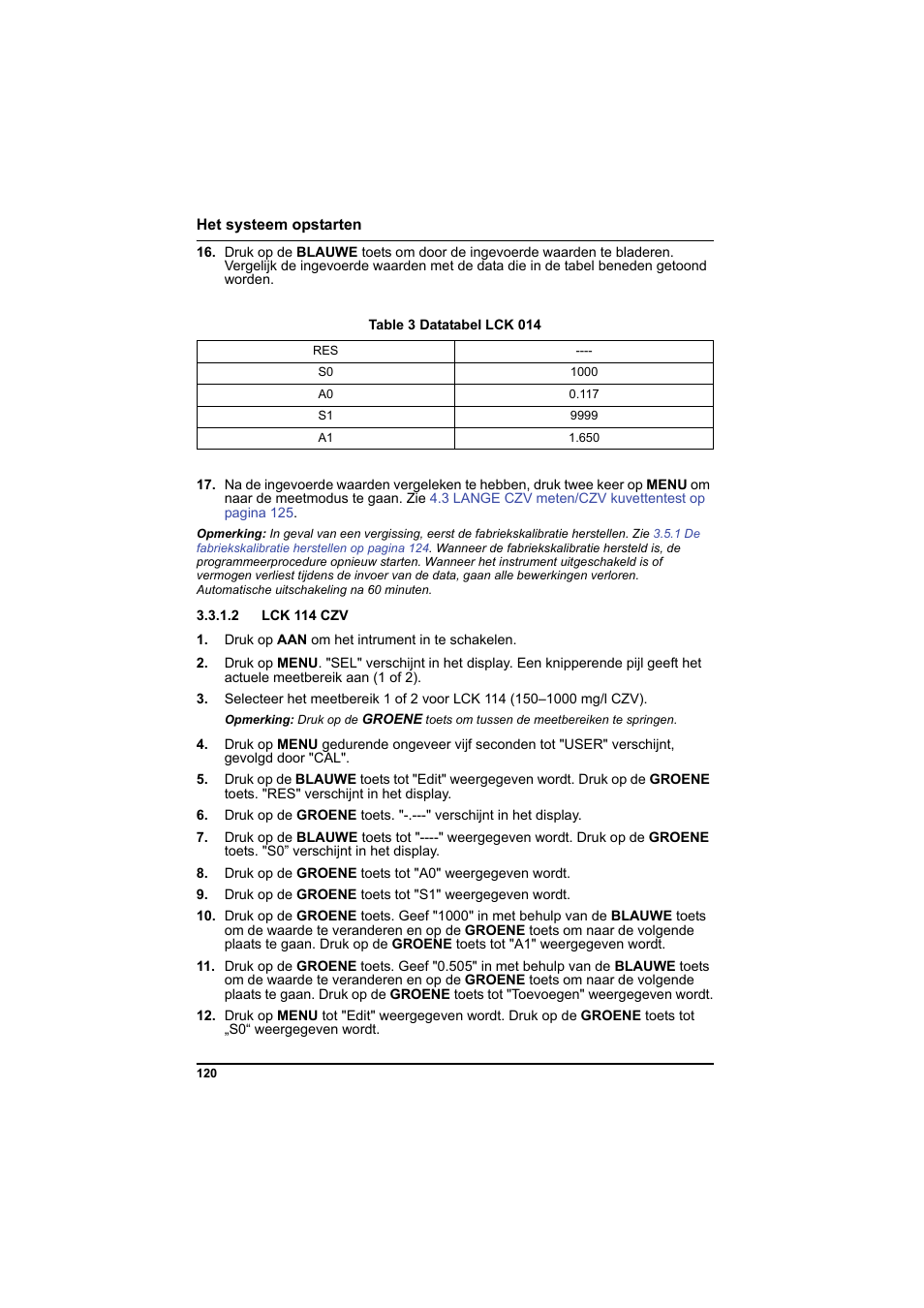 Table 3 datatabel lck 014, 2 lck 114 czv | Hach-Lange PCII-COD LCK 014_114_314_614 User Manual | Page 122 / 152