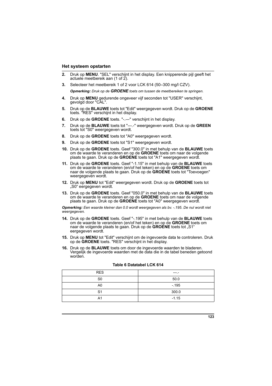 Table 6 datatabel lck 614 | Hach-Lange PCII-COD LCK 014_114_314_614 User Manual | Page 125 / 152