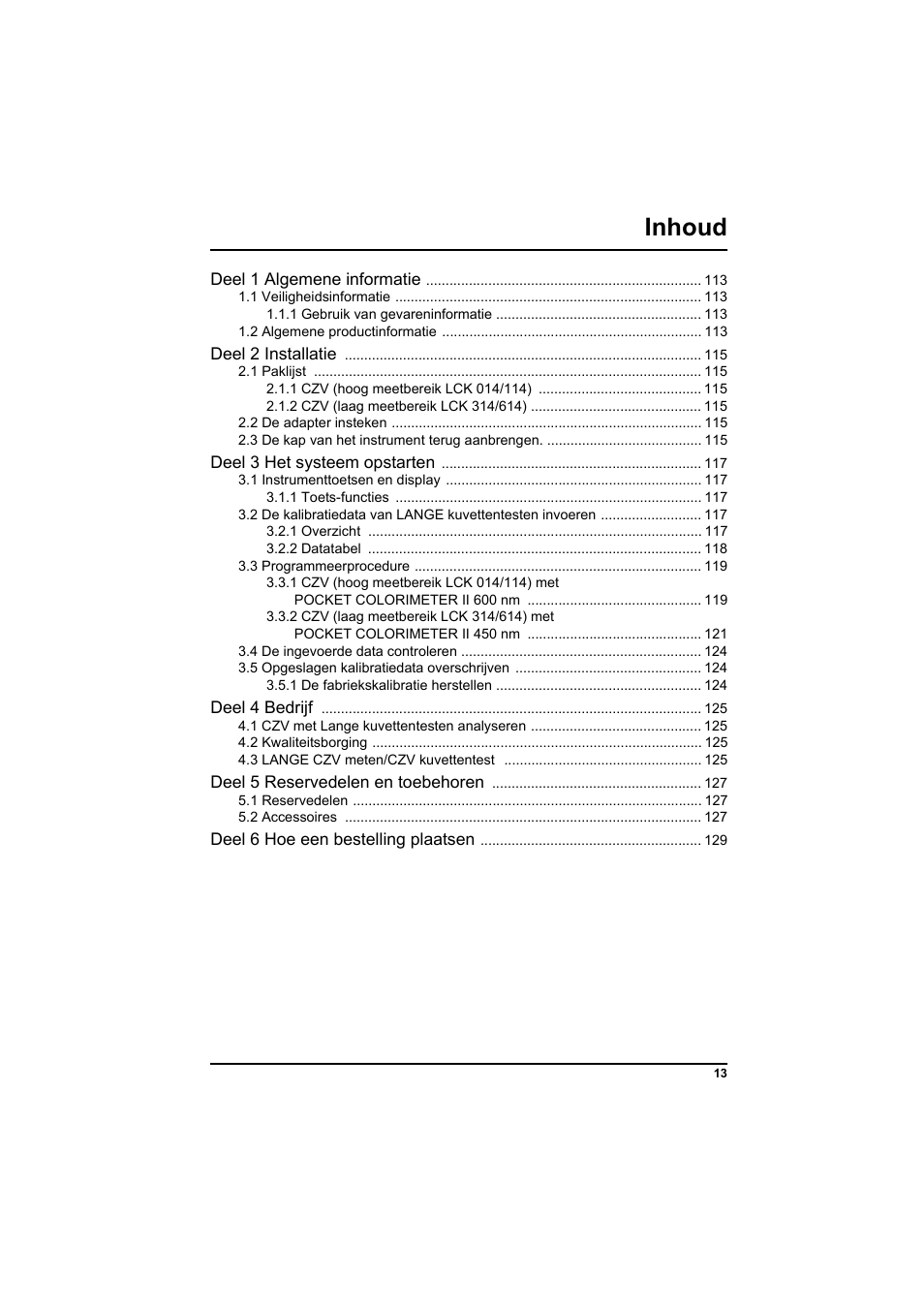 Inhoud | Hach-Lange PCII-COD LCK 014_114_314_614 User Manual | Page 15 / 152