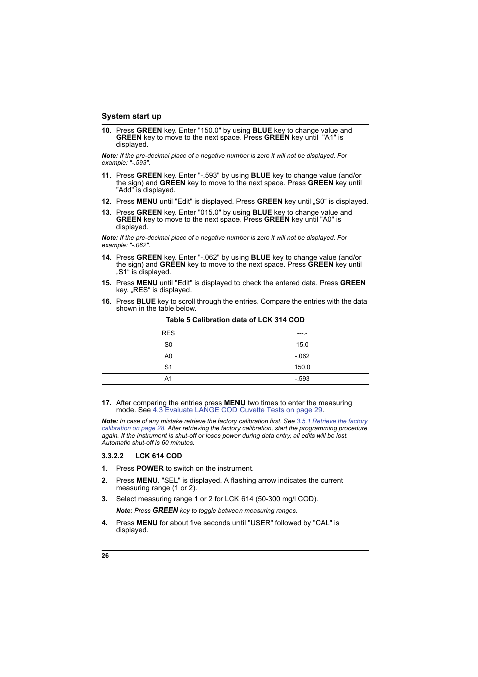 Table 5 calibration data of lck 314 cod, 2 lck 614 cod | Hach-Lange PCII-COD LCK 014_114_314_614 User Manual | Page 28 / 152