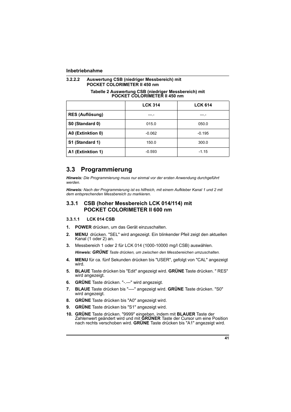 3 programmierung, 1 lck 014 csb | Hach-Lange PCII-COD LCK 014_114_314_614 User Manual | Page 43 / 152