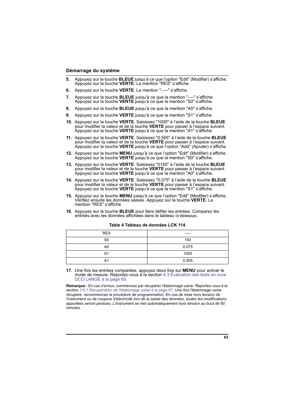 Table 4 tableau de données lck 114 | Hach-Lange PCII-COD LCK 014_114_314_614 User Manual | Page 65 / 152