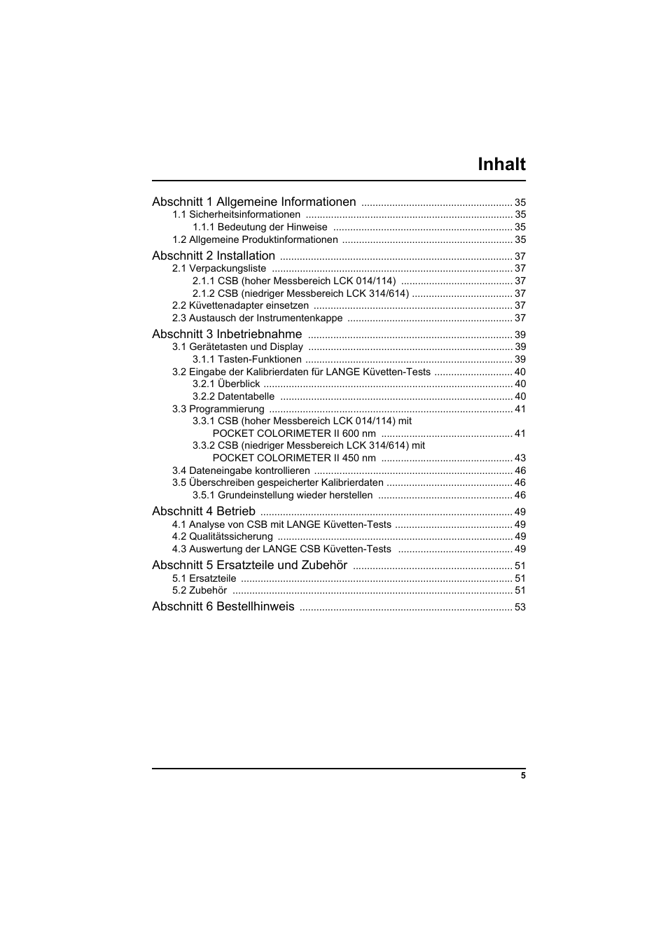 Inhalt | Hach-Lange PCII-COD LCK 014_114_314_614 User Manual | Page 7 / 152