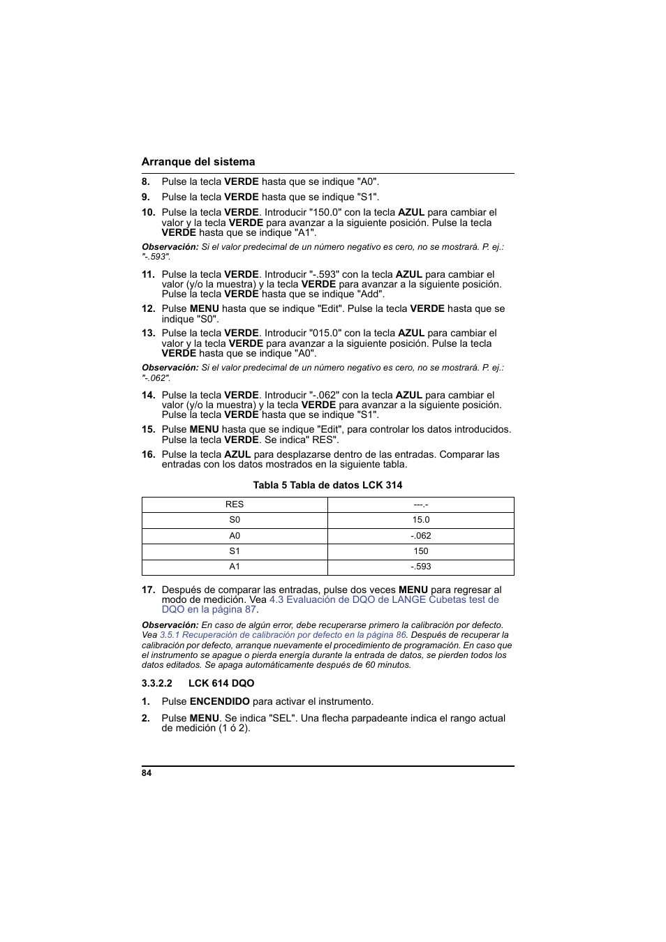 Tabla 5 tabla de datos lck 314, 2 lck 614 dqo | Hach-Lange PCII-COD LCK 014_114_314_614 User Manual | Page 86 / 152