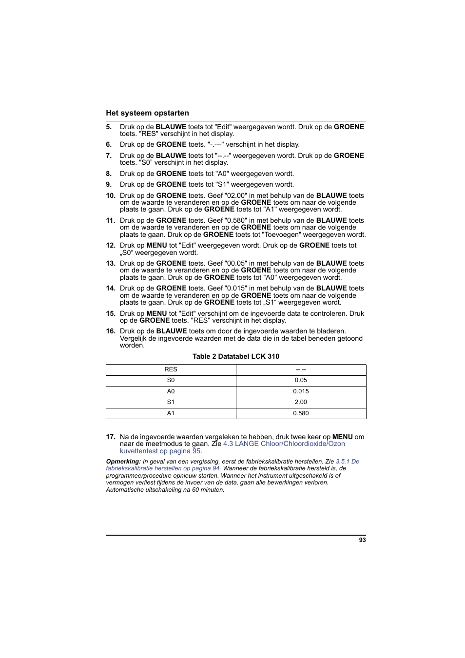 Table 2 datatabel lck 310 | Hach-Lange PCII-Chlorine LCK 310 User Manual | Page 94 / 116