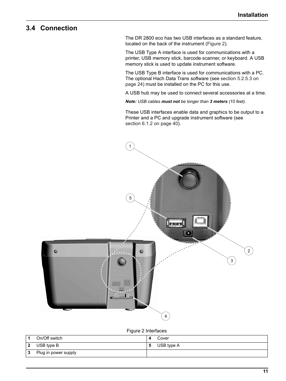 4 connection, Installation | Hach-Lange DR2800 eco User Manual | Page 11 / 64