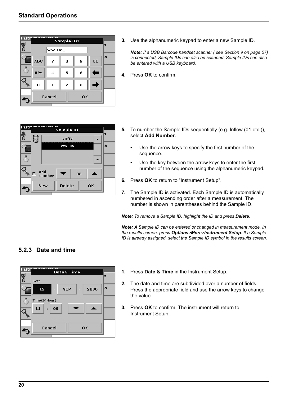 3 date and time, Standard operations | Hach-Lange DR2800 eco User Manual | Page 20 / 64