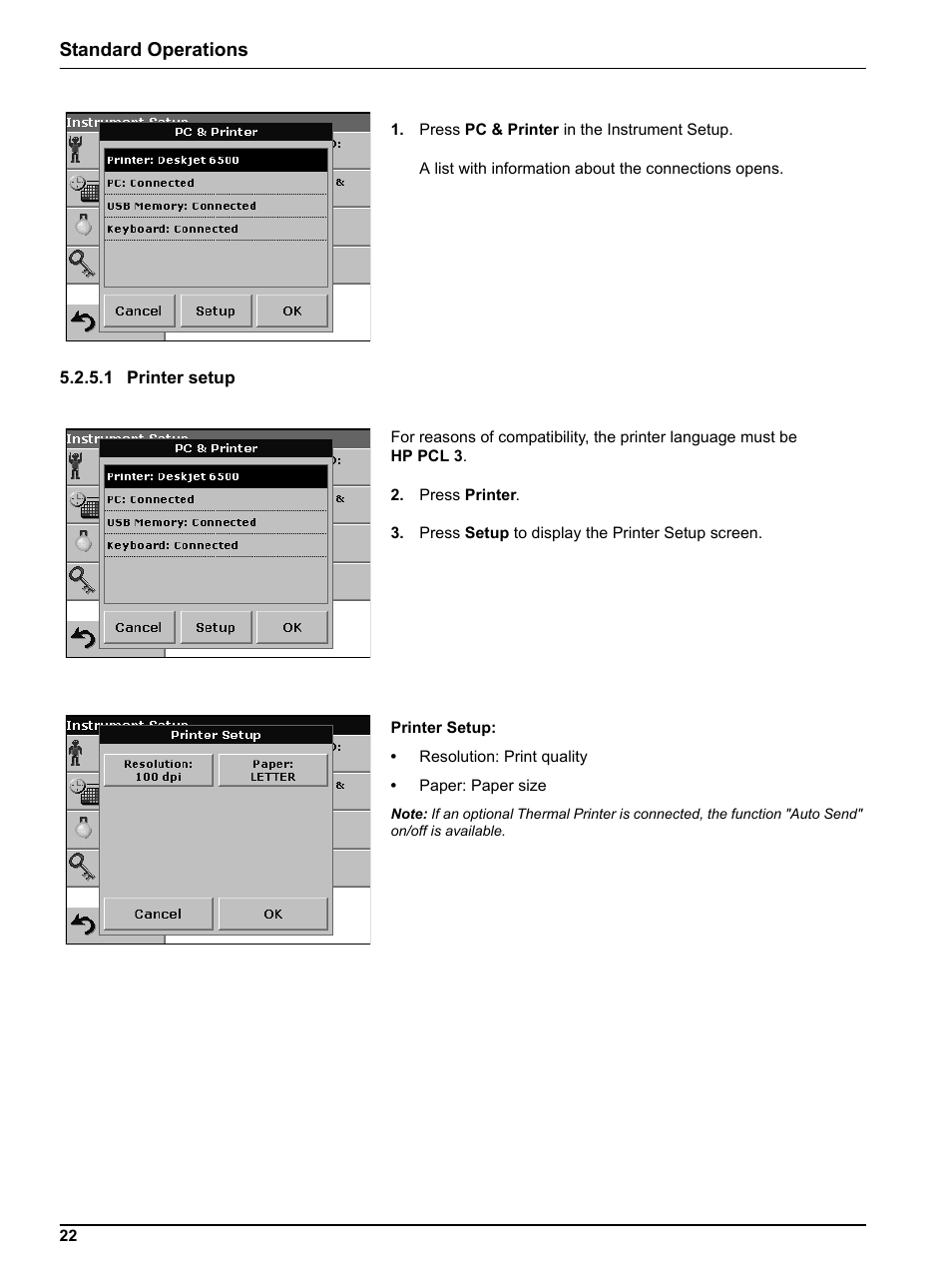 1 printer setup, Standard operations | Hach-Lange DR2800 eco User Manual | Page 22 / 64