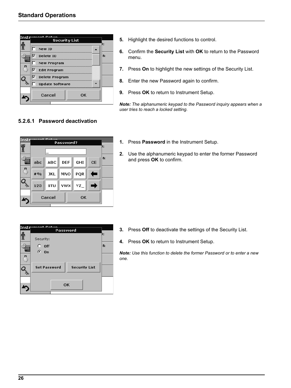 1 password deactivation, Standard operations | Hach-Lange DR2800 eco User Manual | Page 26 / 64