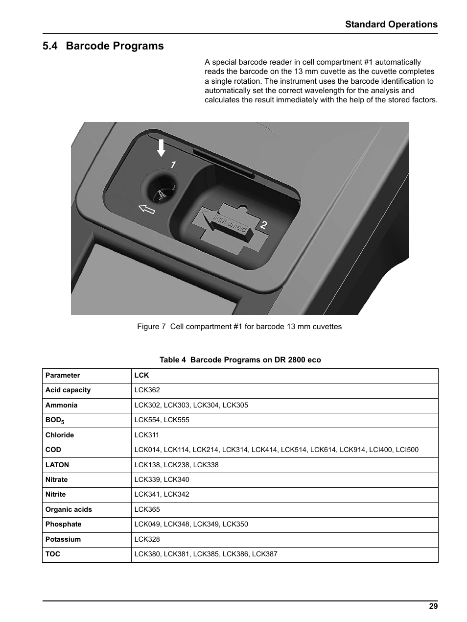 4 barcode programs, Standard operations | Hach-Lange DR2800 eco User Manual | Page 29 / 64