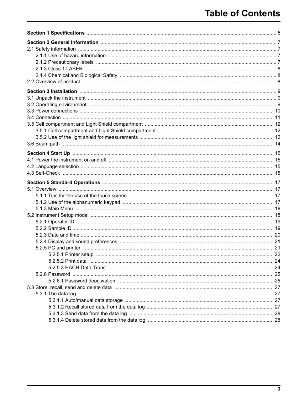 Hach-Lange DR2800 eco User Manual | Page 3 / 64