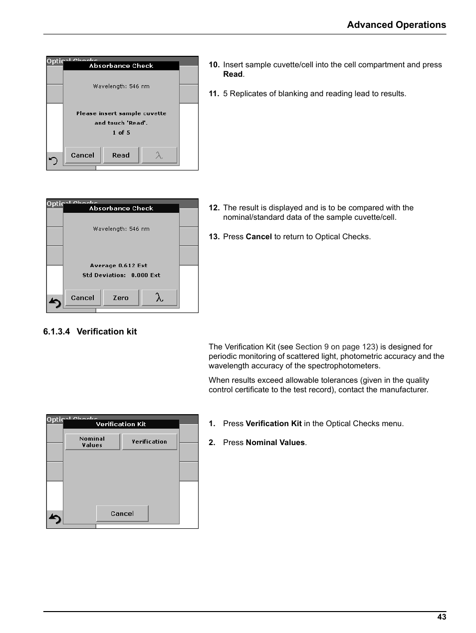 4 verification kit, Advanced operations | Hach-Lange DR2800 eco User Manual | Page 43 / 64