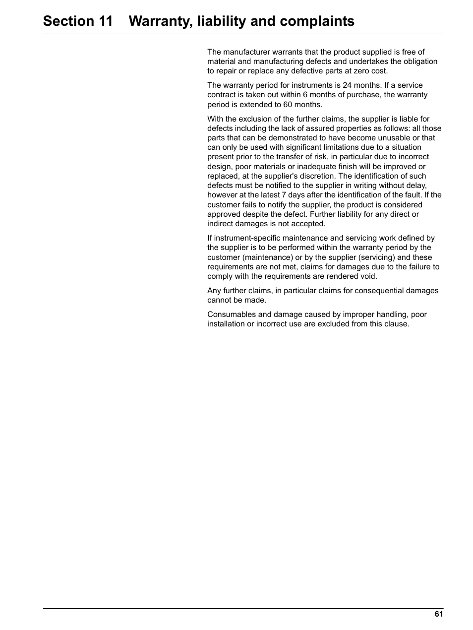 Section 11 warranty, liability and complaints | Hach-Lange DR2800 eco User Manual | Page 61 / 64