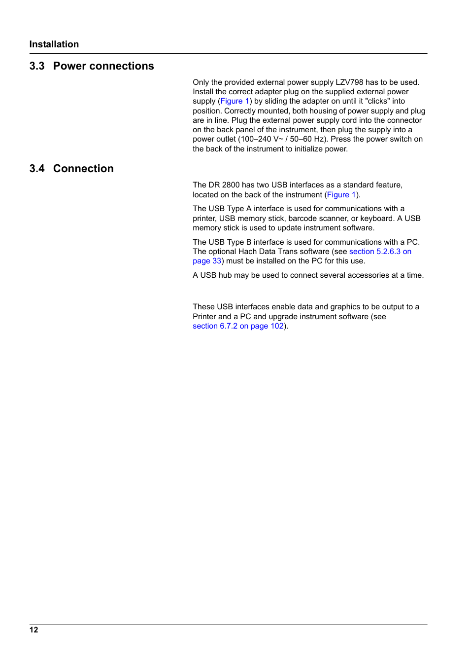 3 power connections, 4 connection | Hach-Lange DR2800 eco User Manual | Page 12 / 130
