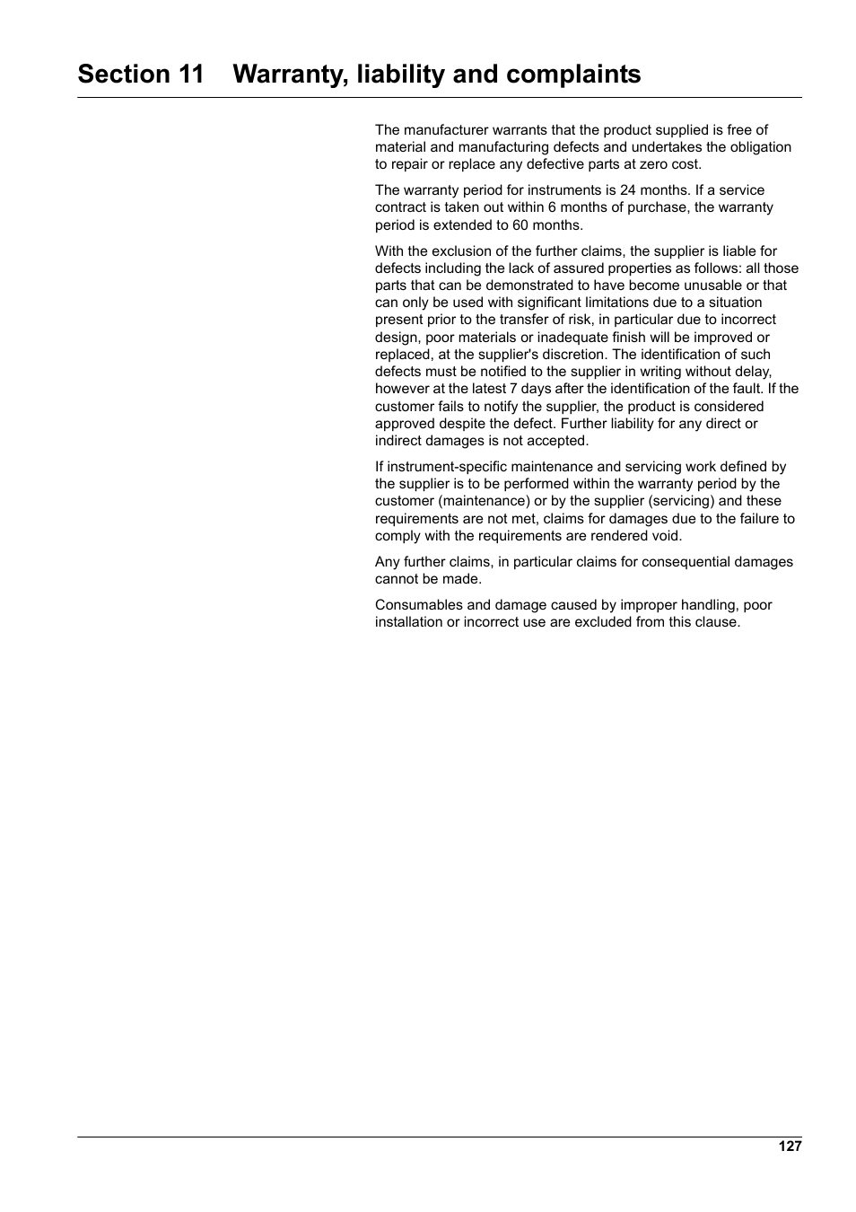 Section 11 warranty, liability and complaints | Hach-Lange DR2800 eco User Manual | Page 127 / 130