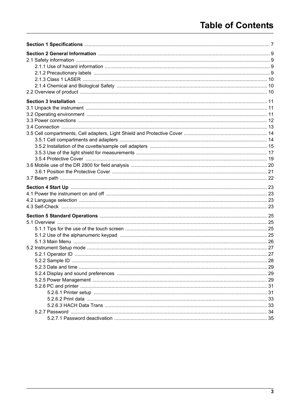 Hach-Lange DR2800 eco User Manual | Page 3 / 130