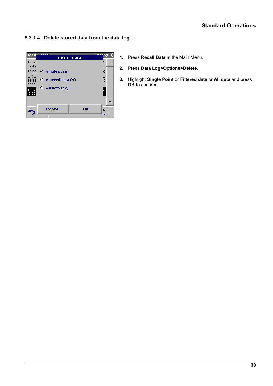 4 delete stored data from the data log | Hach-Lange DR2800 eco User Manual | Page 39 / 130