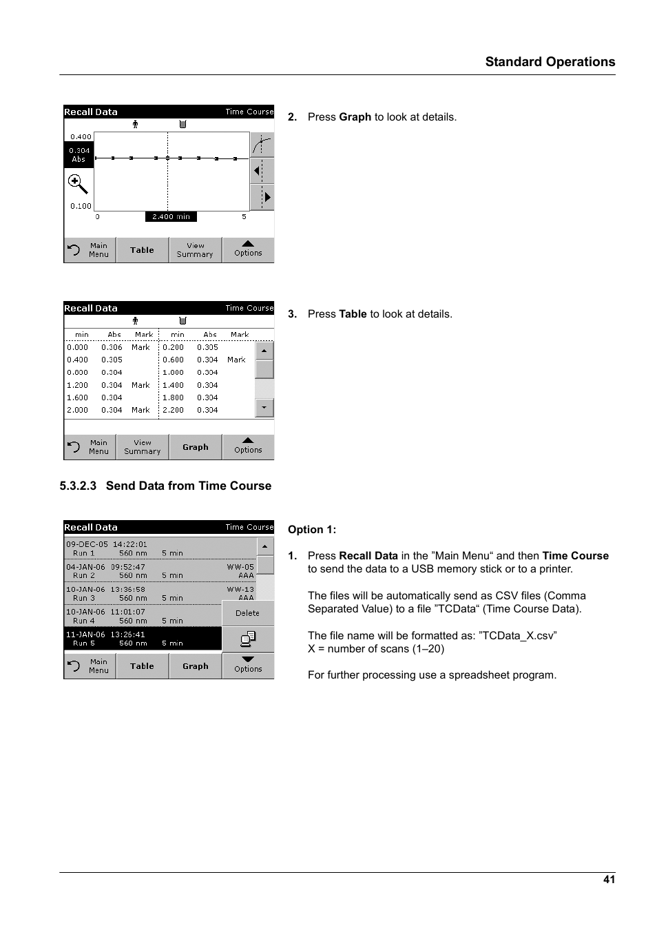 3 send data from time course, Standard operations | Hach-Lange DR2800 eco User Manual | Page 41 / 130