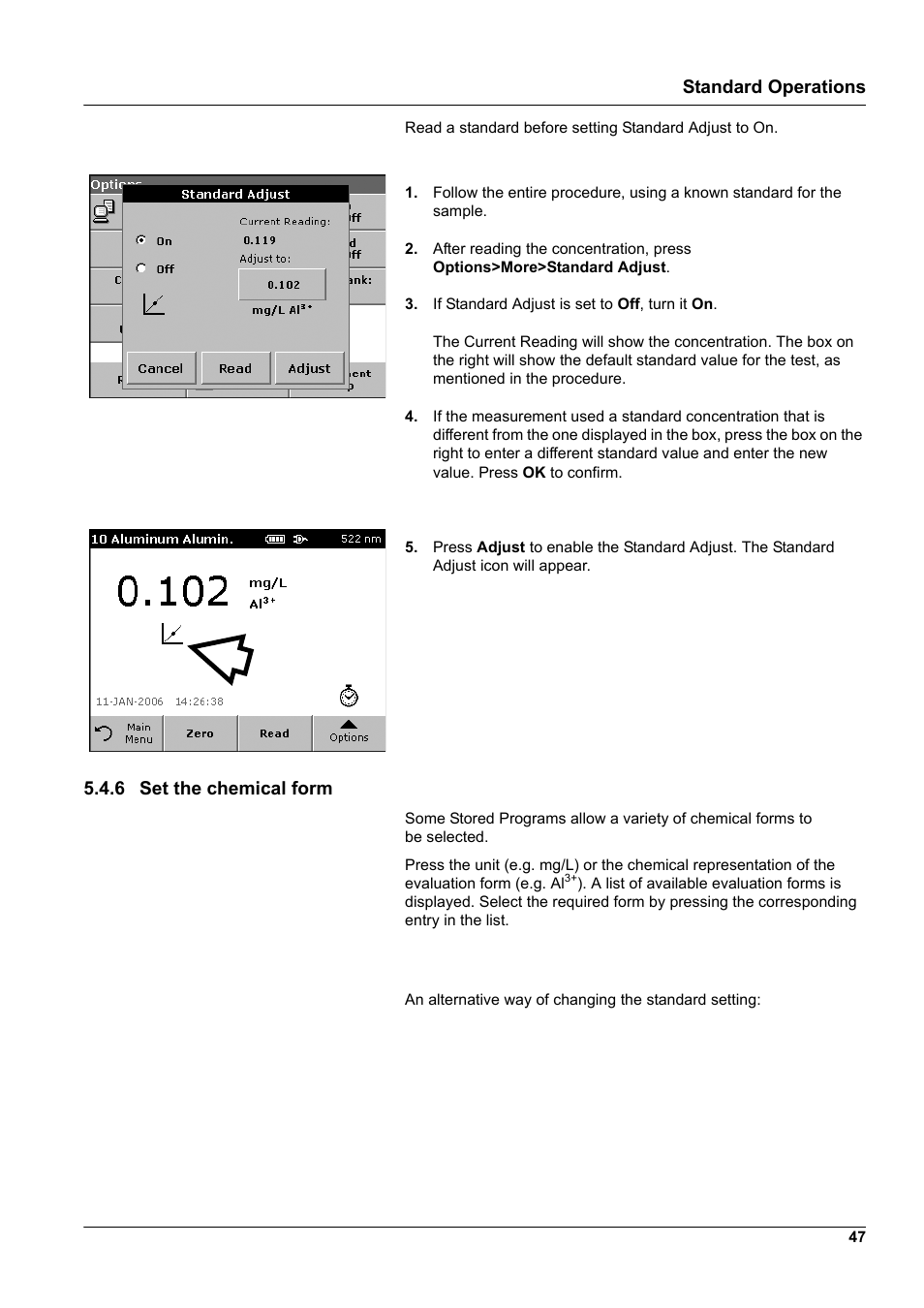 6 set the chemical form, Standard operations | Hach-Lange DR2800 eco User Manual | Page 47 / 130