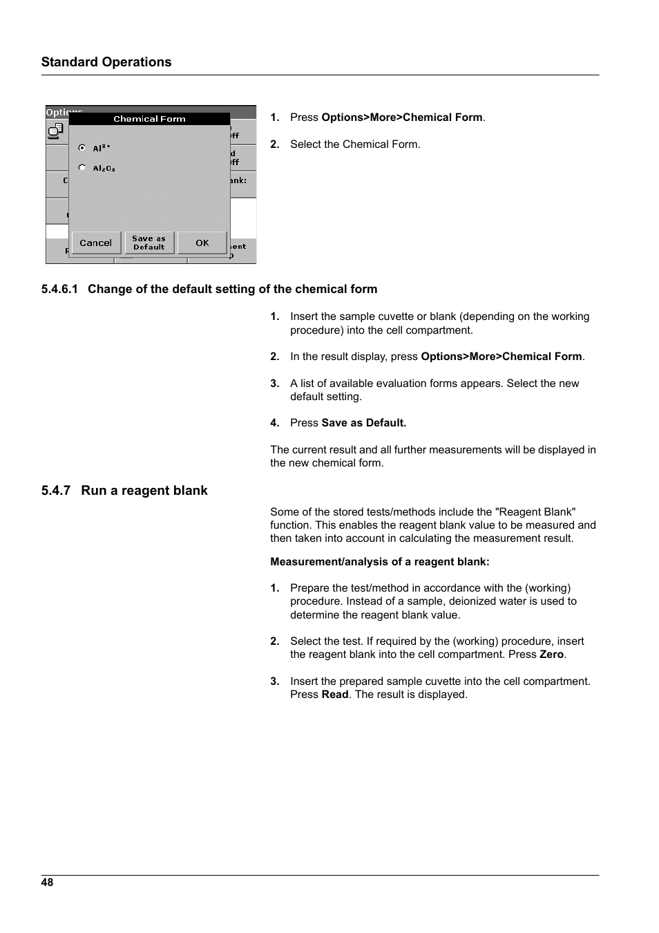 7 run a reagent blank, Standard operations | Hach-Lange DR2800 eco User Manual | Page 48 / 130