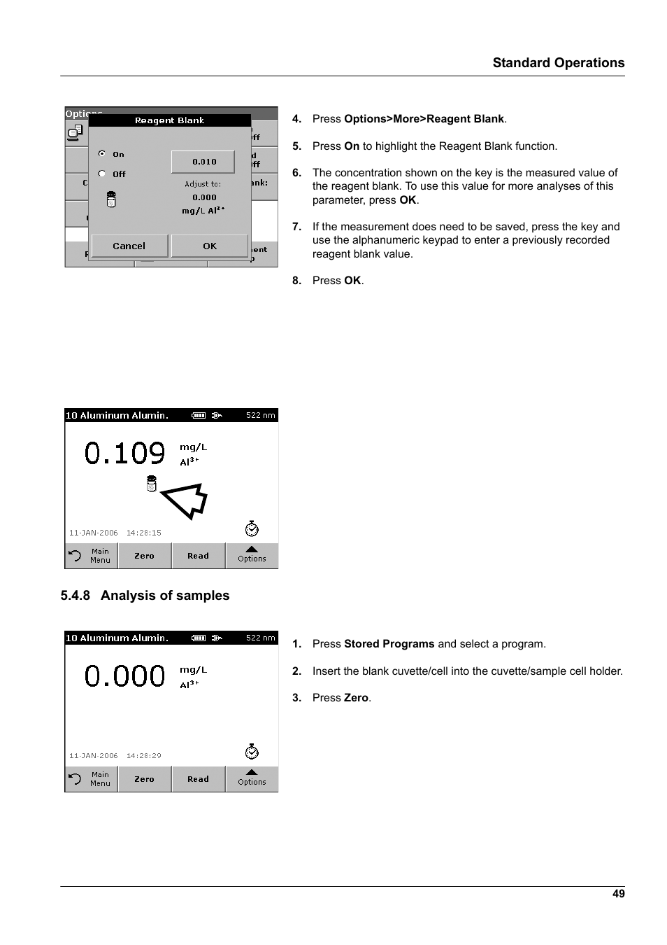 8 analysis of samples, Standard operations | Hach-Lange DR2800 eco User Manual | Page 49 / 130