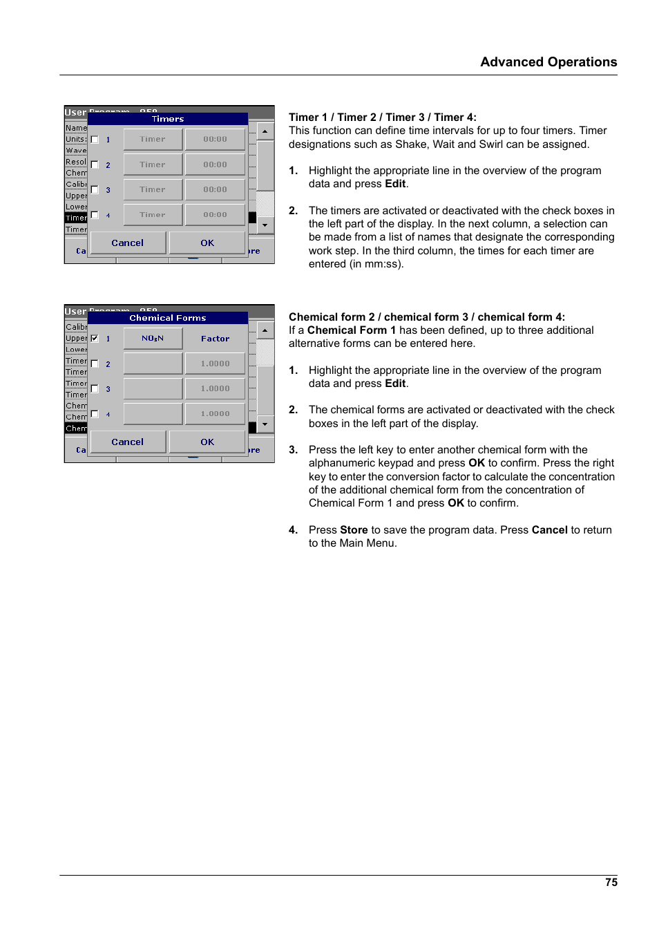 Advanced operations | Hach-Lange DR2800 eco User Manual | Page 75 / 130