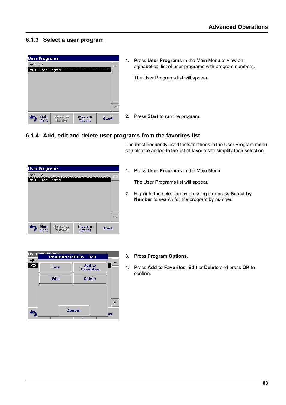 3 select a user program, Advanced operations 6.1.3 select a user program | Hach-Lange DR2800 eco User Manual | Page 83 / 130