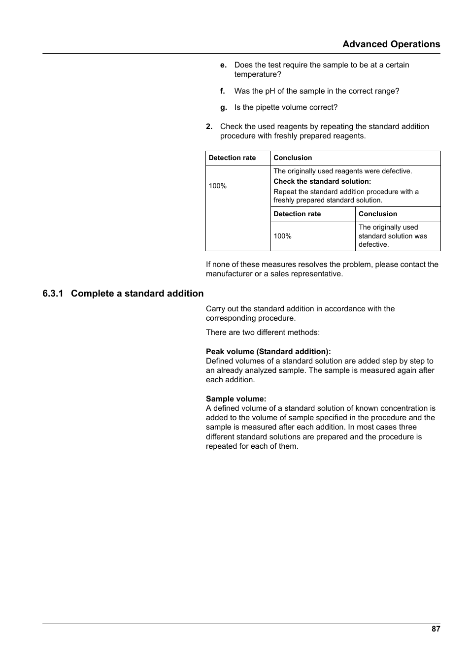 1 complete a standard addition, Advanced operations | Hach-Lange DR2800 eco User Manual | Page 87 / 130