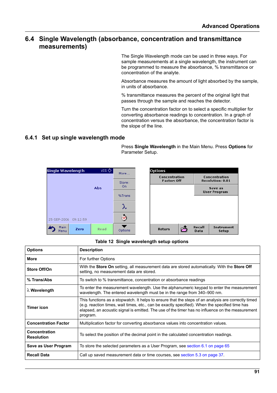 1 set up single wavelength mode, Advanced operations | Hach-Lange DR2800 eco User Manual | Page 91 / 130