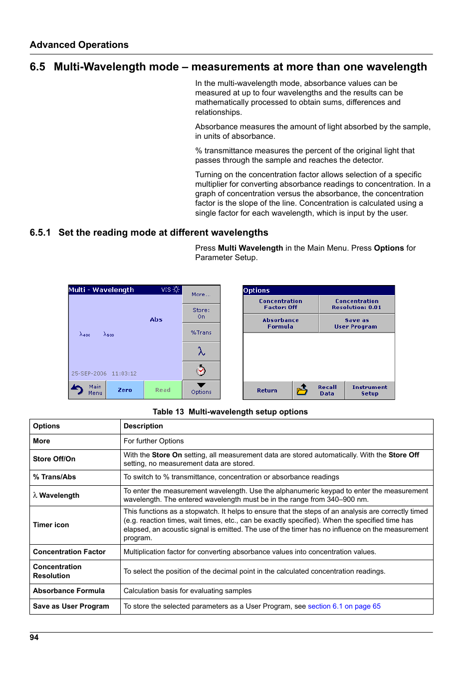 1 set the reading mode at different wavelengths, Advanced operations | Hach-Lange DR2800 eco User Manual | Page 94 / 130