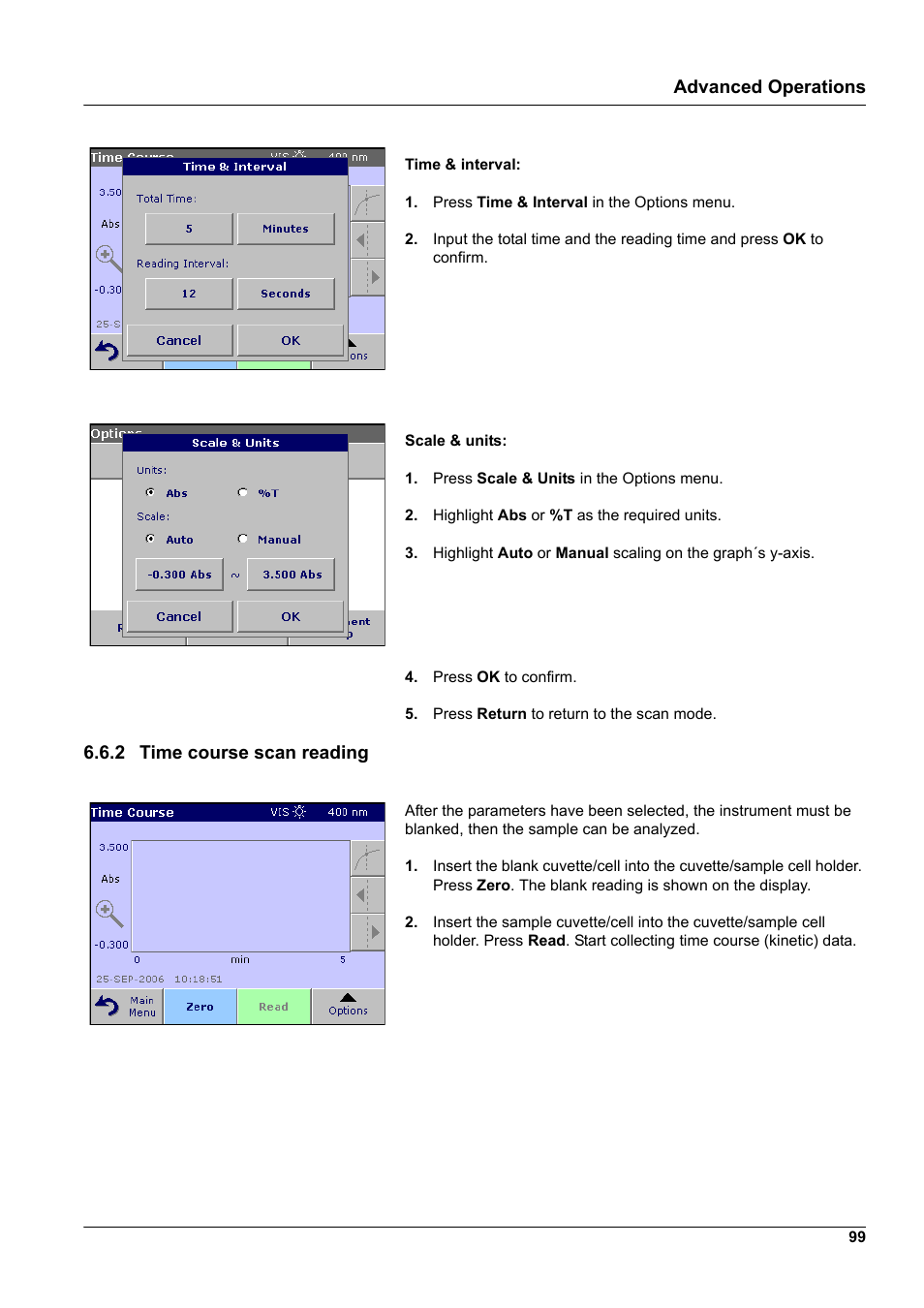 2 time course scan reading, Advanced operations | Hach-Lange DR2800 eco User Manual | Page 99 / 130