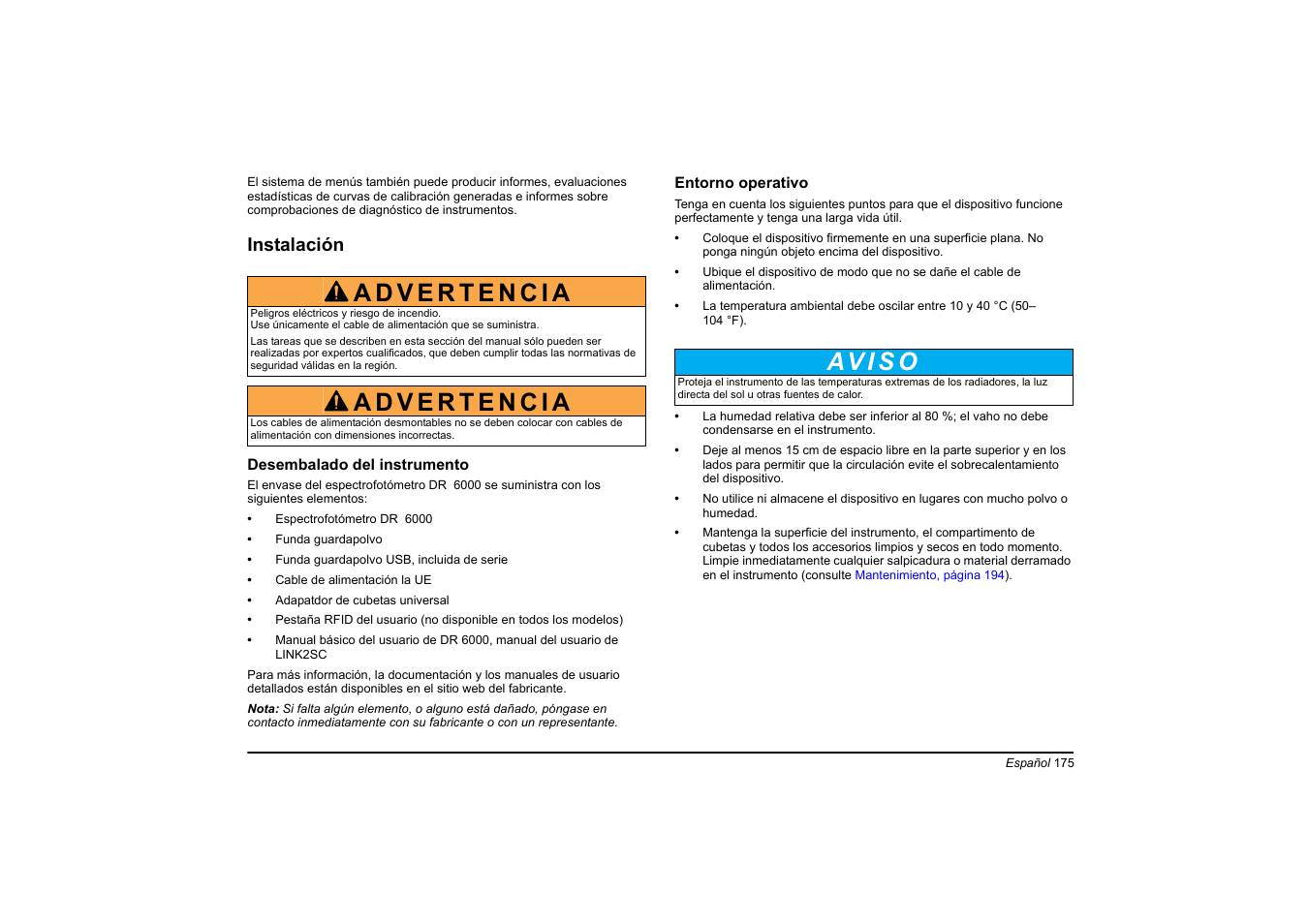 Av i s o | Hach-Lange DR 6000 Basic User Manual User Manual | Page 175 / 618