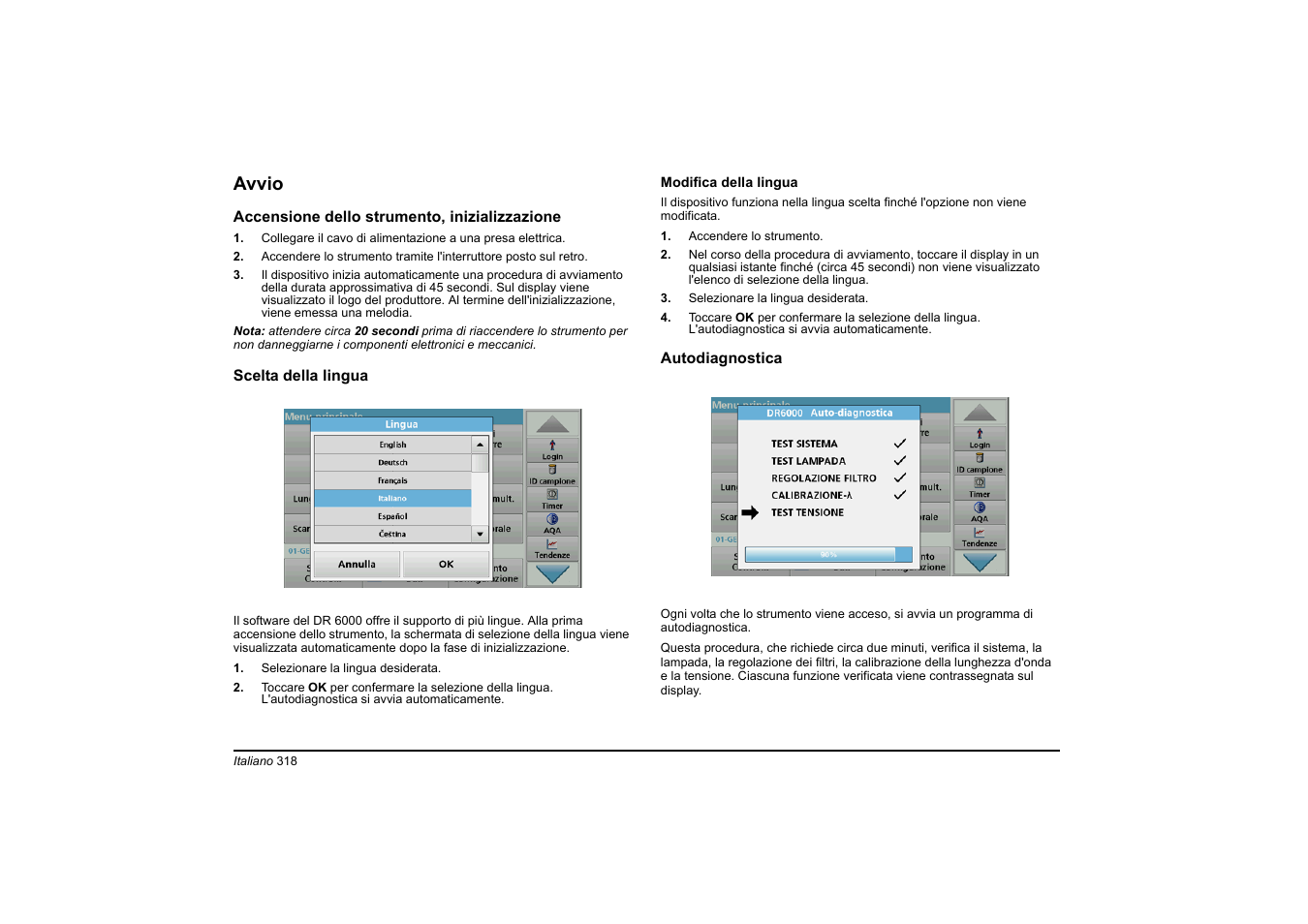 Avvio | Hach-Lange DR 6000 Basic User Manual User Manual | Page 318 / 618