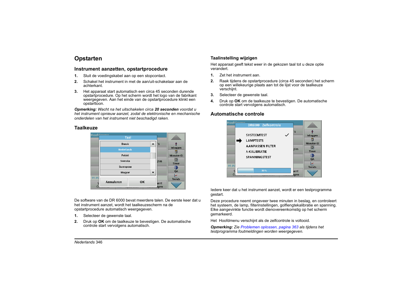 Opstarten | Hach-Lange DR 6000 Basic User Manual User Manual | Page 346 / 618