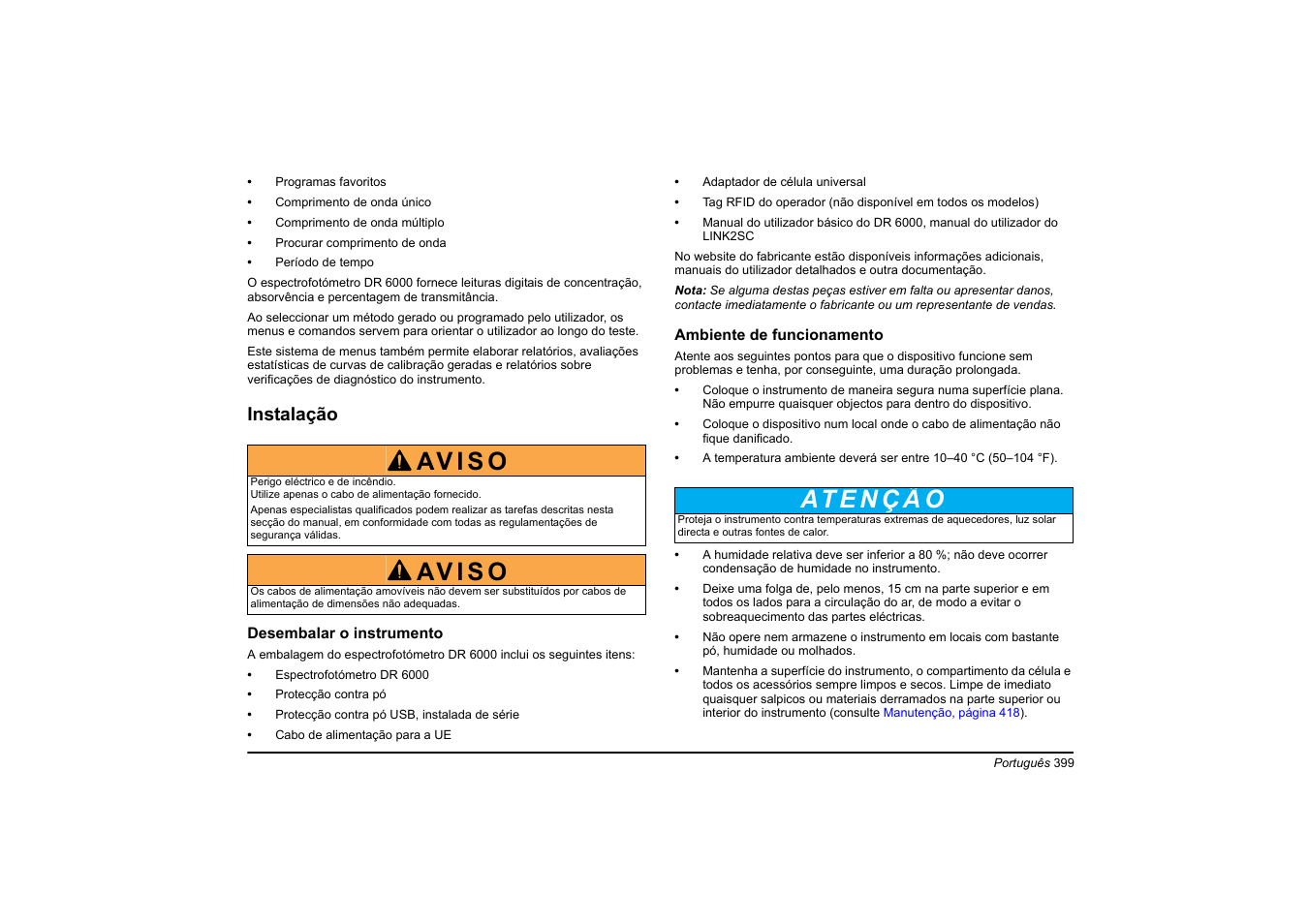 Av i s o | Hach-Lange DR 6000 Basic User Manual User Manual | Page 399 / 618