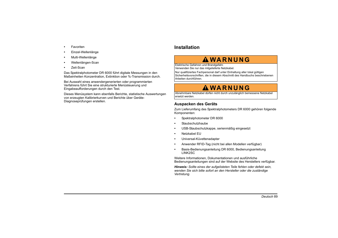 Hach-Lange DR 6000 Basic User Manual User Manual | Page 89 / 618