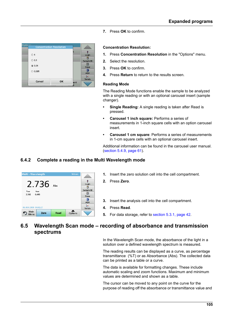 2 complete a reading in the multi wavelength mode | Hach-Lange DR 6000 User Manual User Manual | Page 105 / 158