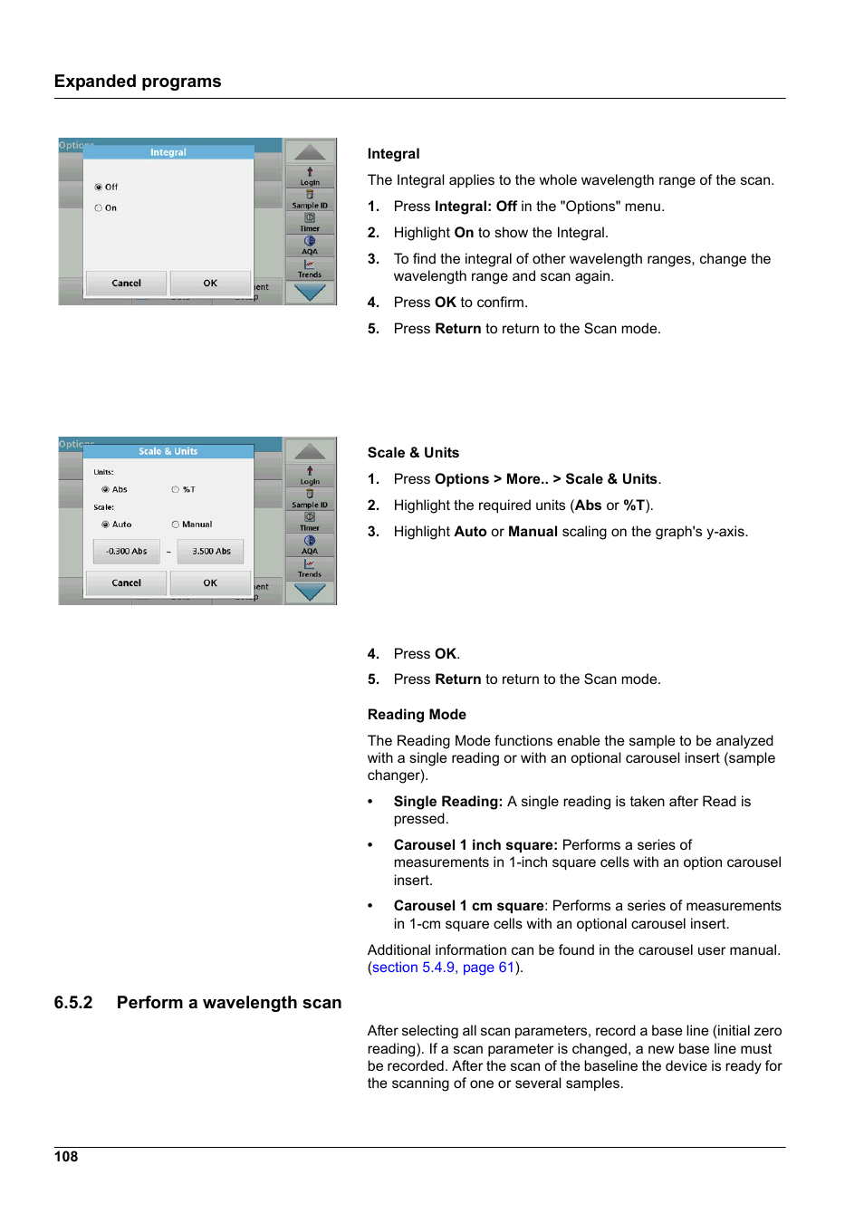 2 perform a wavelength scan, Expanded programs | Hach-Lange DR 6000 User Manual User Manual | Page 108 / 158
