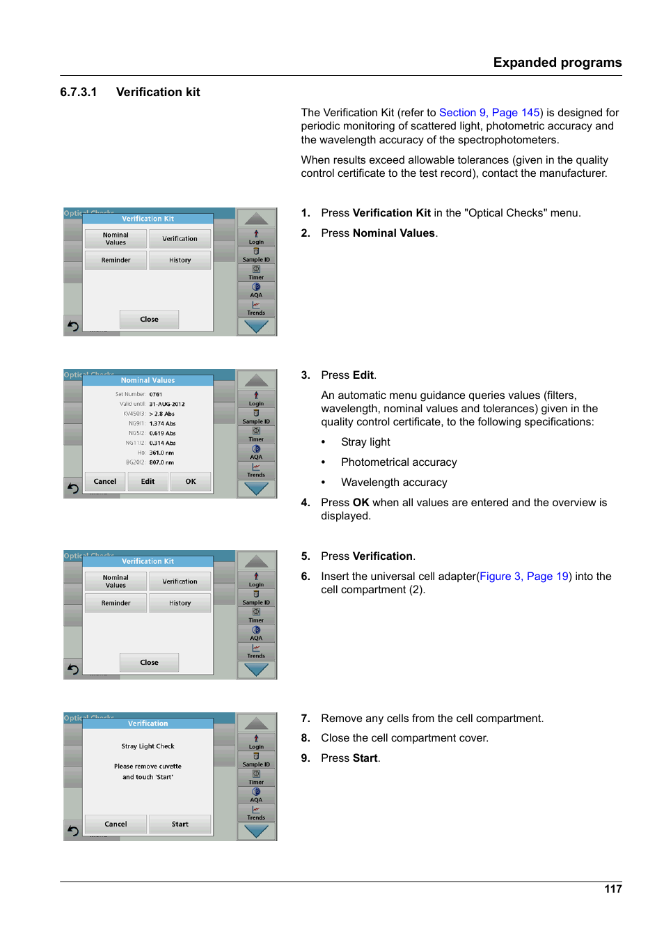 1 verification kit, Expanded programs | Hach-Lange DR 6000 User Manual User Manual | Page 117 / 158