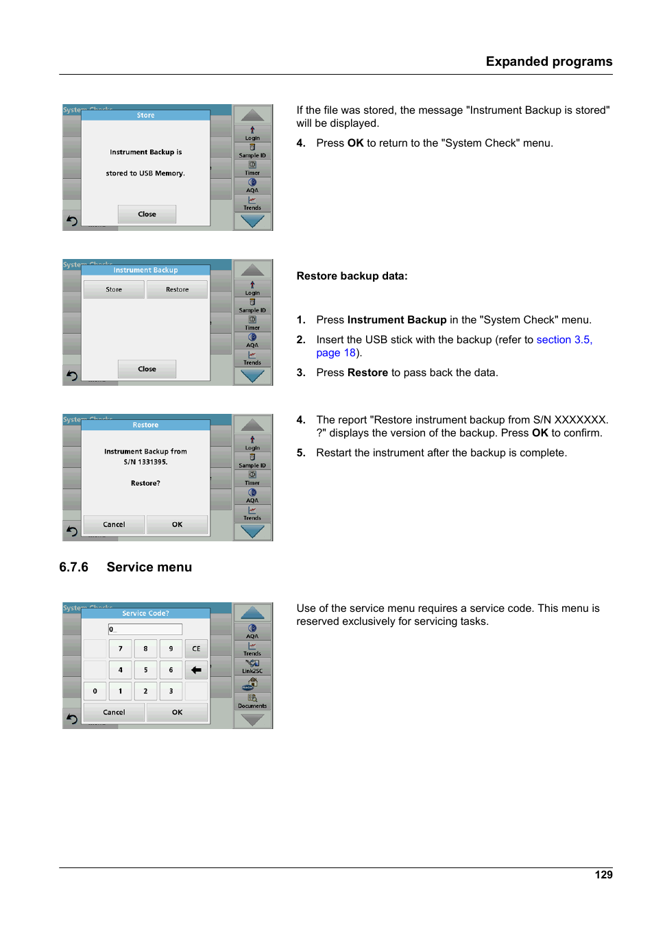 6 service menu | Hach-Lange DR 6000 User Manual User Manual | Page 129 / 158
