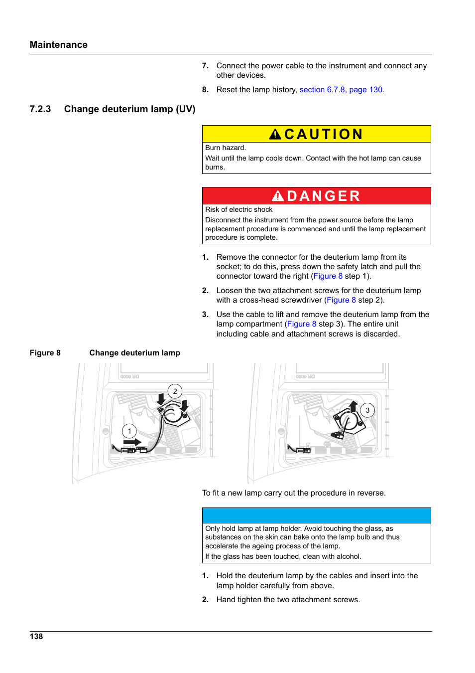 3 change deuterium lamp (uv) | Hach-Lange DR 6000 User Manual User Manual | Page 138 / 158