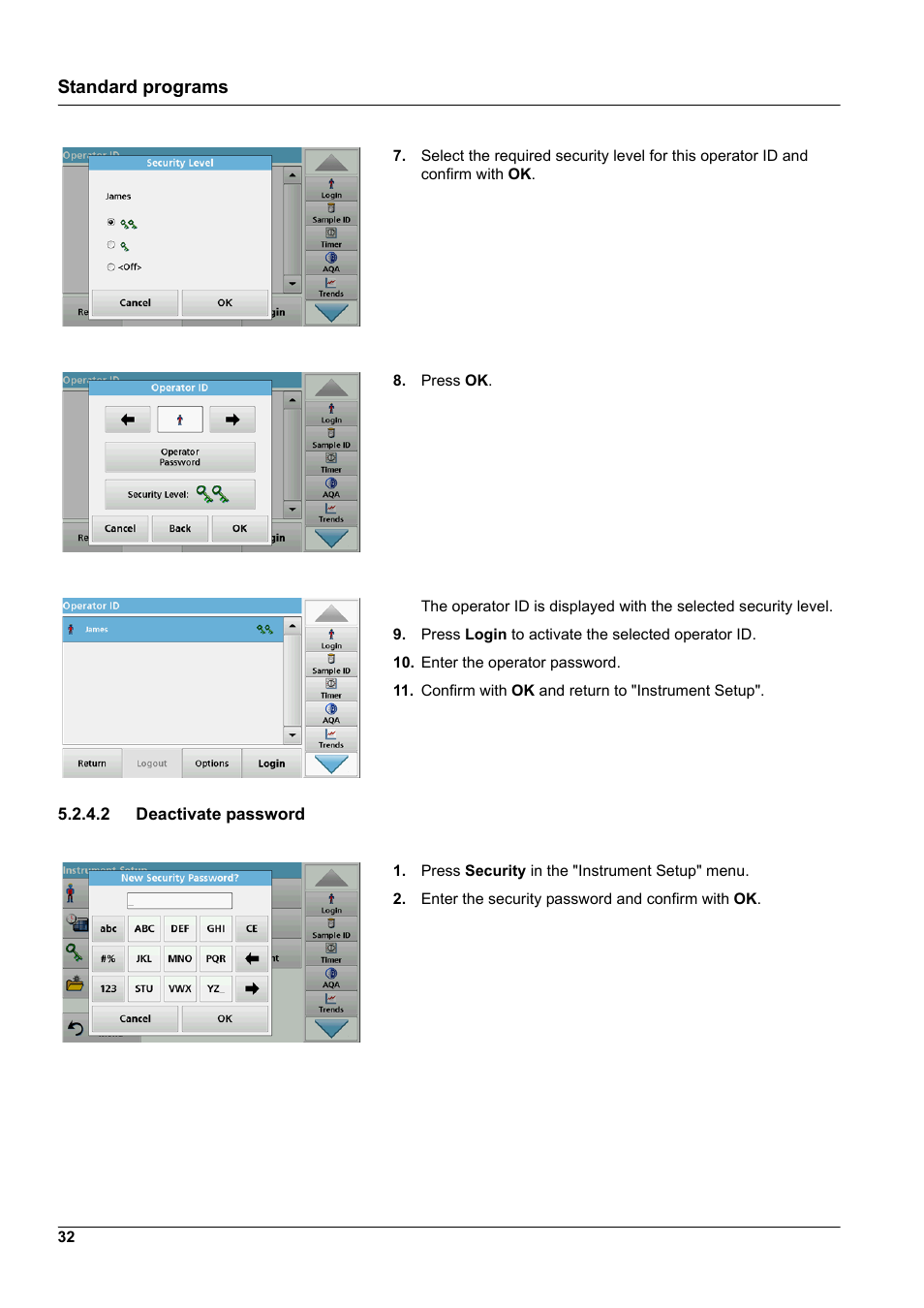 2 deactivate password | Hach-Lange DR 6000 User Manual User Manual | Page 32 / 158