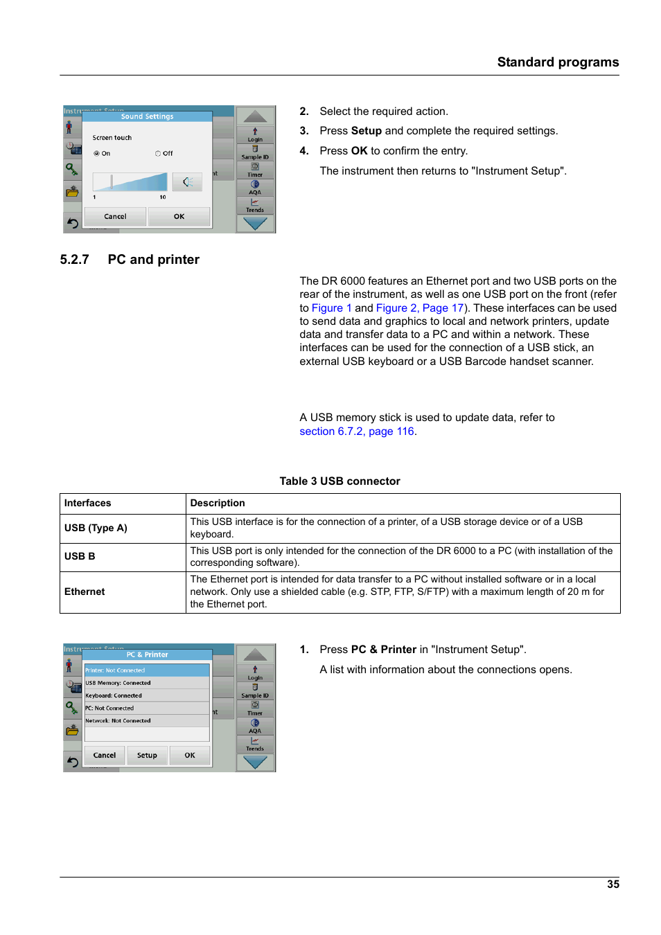 7 pc and printer, Standard programs | Hach-Lange DR 6000 User Manual User Manual | Page 35 / 158