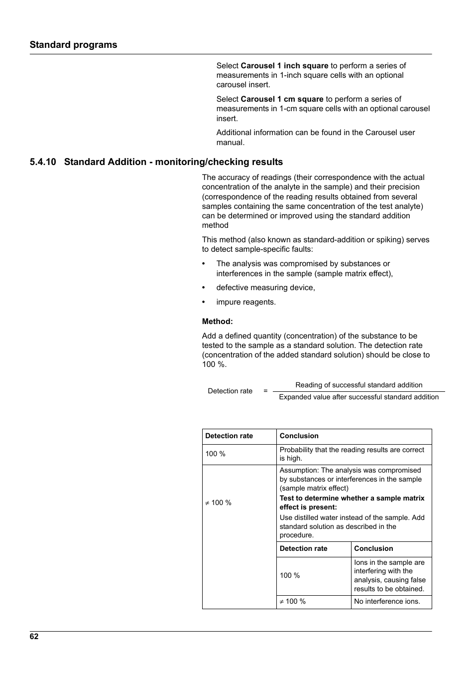 10 standard addition - monitoring/checking results, Standard programs | Hach-Lange DR 6000 User Manual User Manual | Page 62 / 158